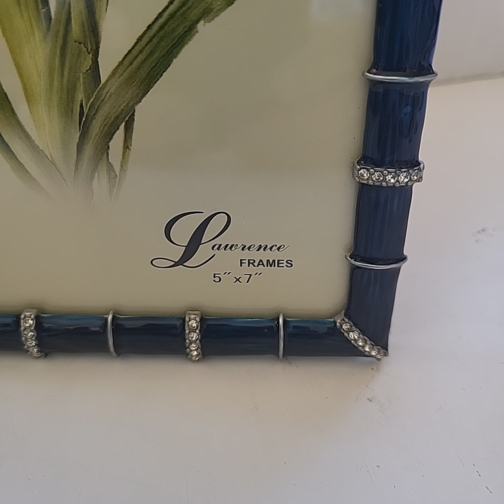 Lawrence 5x7" Blue Enamel and Silver Photo Frame NWT - Picture 3 of 5